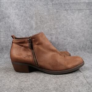 Carlos Santana Shoes Womens 9 Booties Western Ankle Boot Zip Brown Block Heel